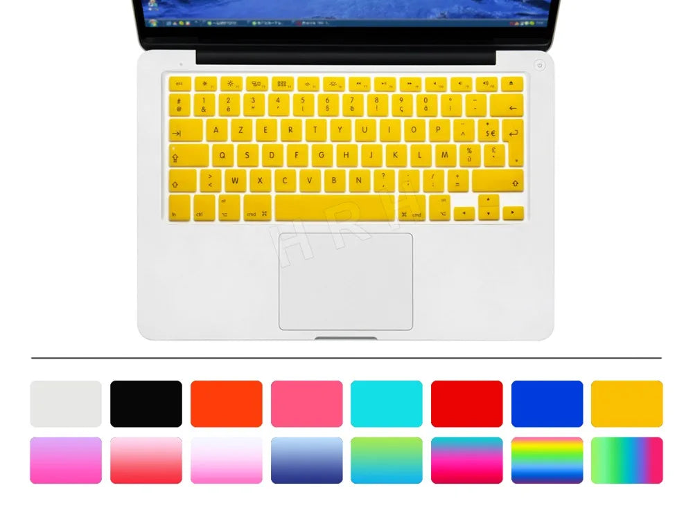 HRH AZERTY Soft French Silicone Keyboard Cover EU Version for Macbook Air Pro 13 15" A1466 A1369 A1278 A1286 A1502 A1425 A1398