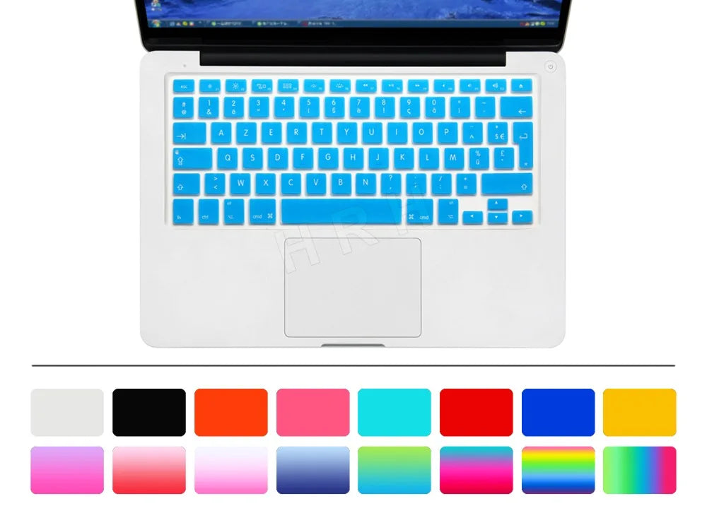 HRH AZERTY Soft French Silicone Keyboard Cover EU Version for Macbook Air Pro 13 15" A1466 A1369 A1278 A1286 A1502 A1425 A1398