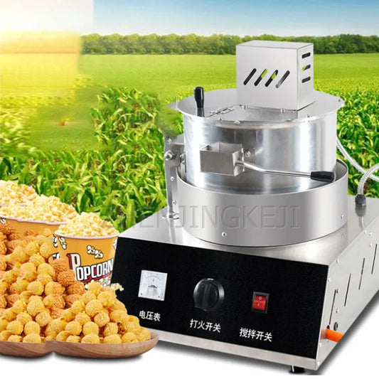 Small Gas Electric Single Pot Popcorn Machine Home Commercial Automatic Stainless Steel Caramel Flavor Corn Kernel Snack Machine