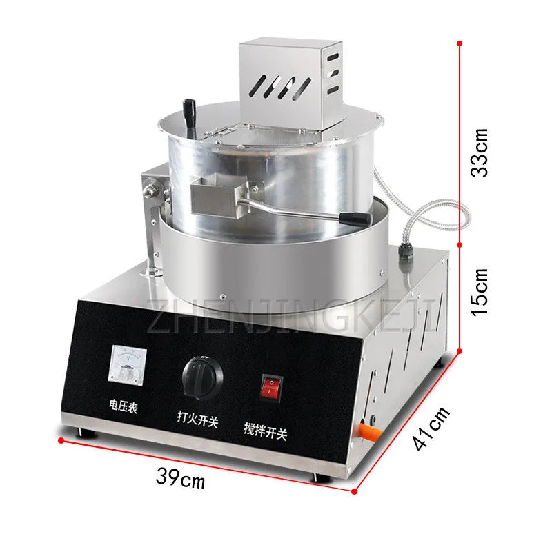 Small Gas Electric Single Pot Popcorn Machine Home Commercial Automatic Stainless Steel Caramel Flavor Corn Kernel Snack Machine